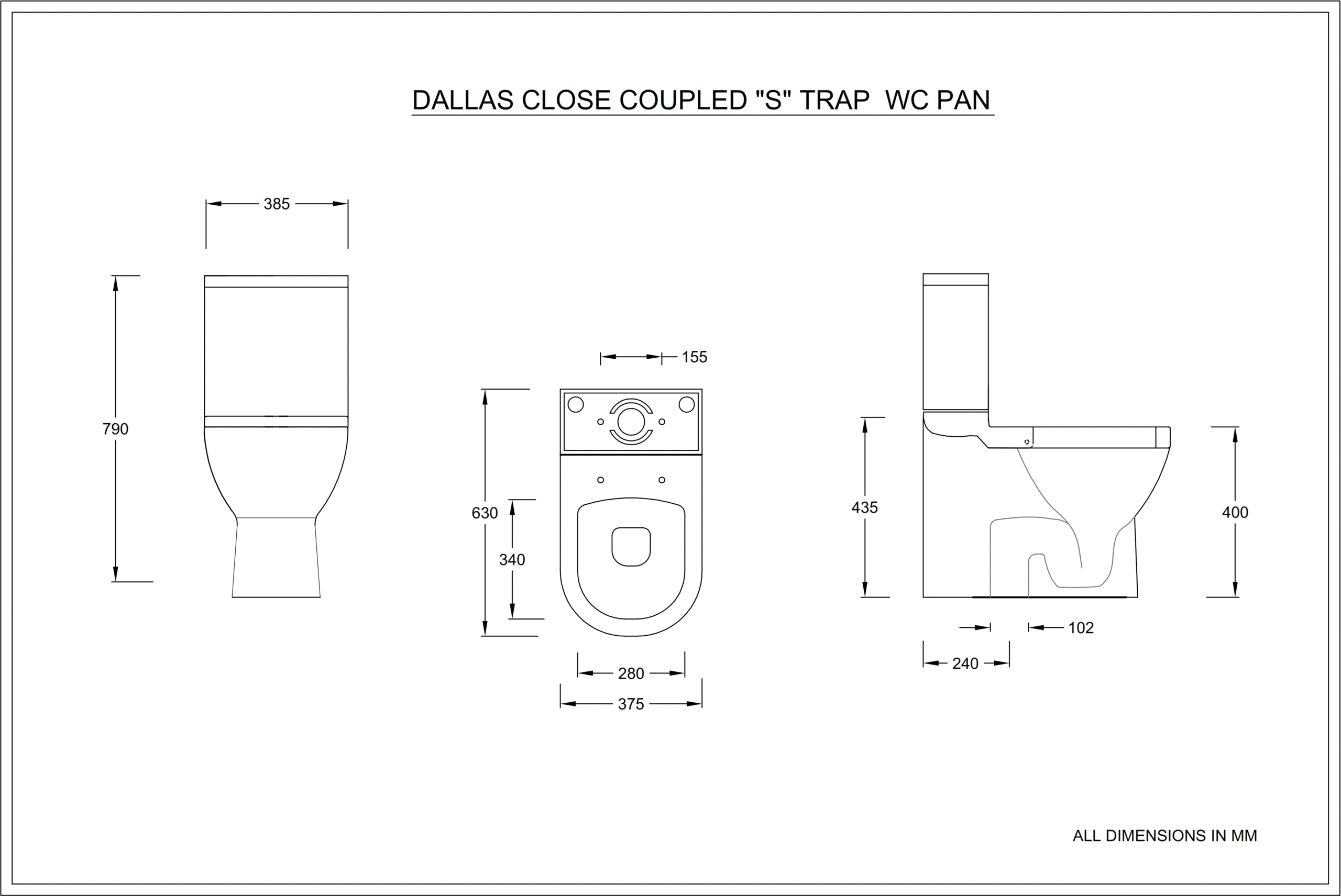 Dallas Close Coupled S trap WC_001 dimension section image