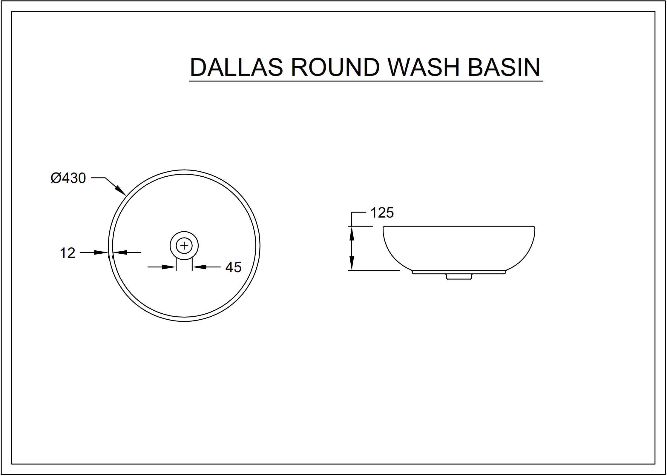 Dallas Round Wash Basin_001 dimension section image